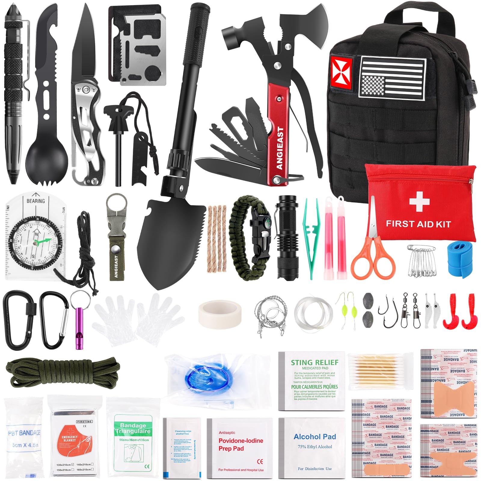 Survival Kit 256 in 1, First Aid Gear Tools Trauma Black 