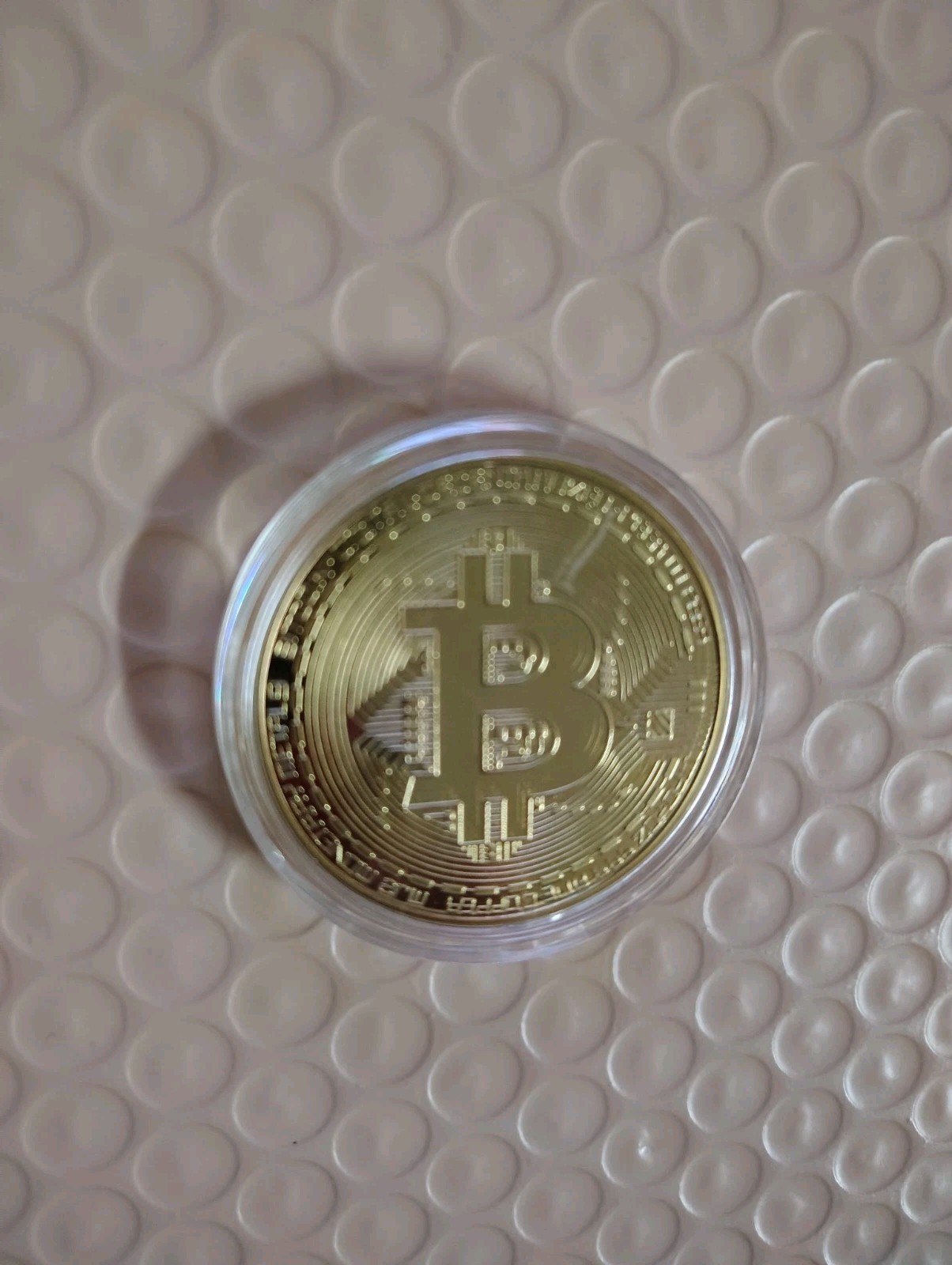 Bitcoin Imprinted Gold Color Plate Alloy With Protective Capsulate New