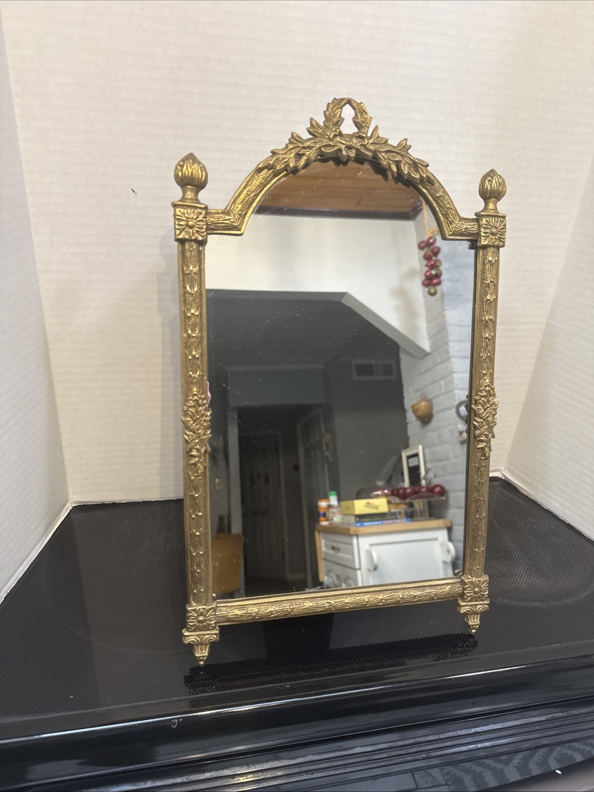 vintage gilded brass Vanity Mirror ornate French Style Free Standing