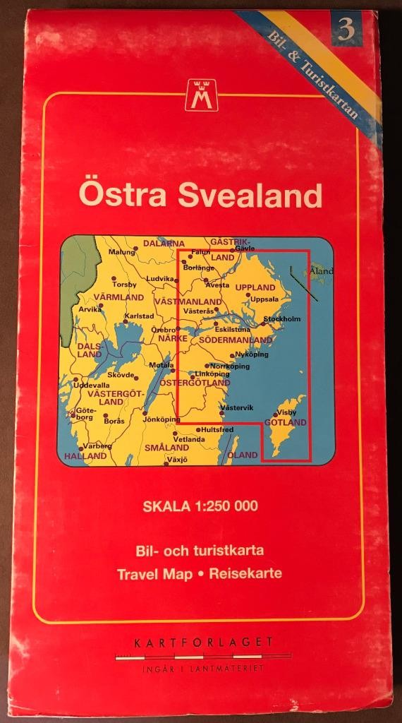 Map of Southeastern Sweden (Ostra Svealand) by Kartforlaget Map # 3 Travel