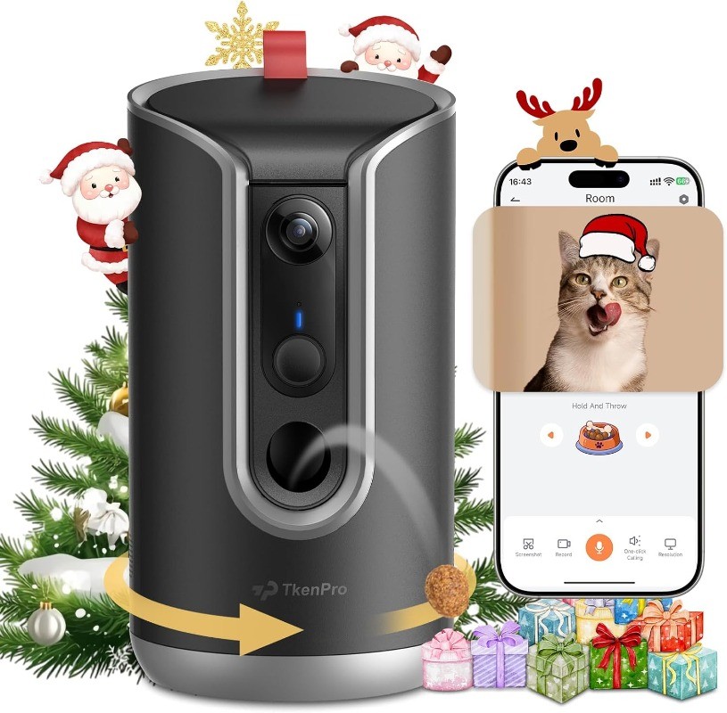 2K Pet Camera Treat Dispenser AI Photo Album Dog Camera with 360° Auto Tracking