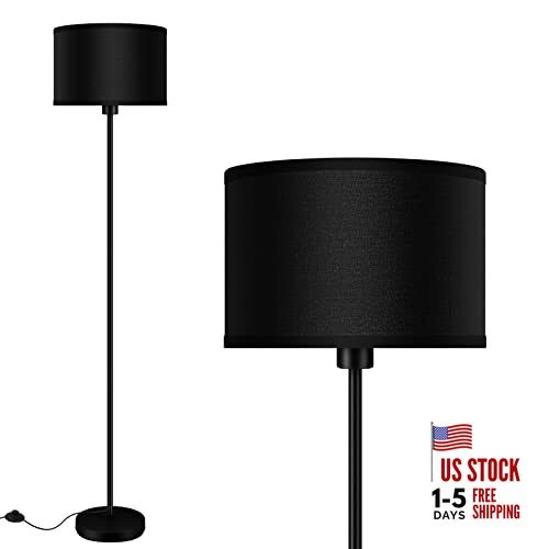 Floor Lamps for Living Room, Modern Standing Lamp Lamp Shades, Foot Black