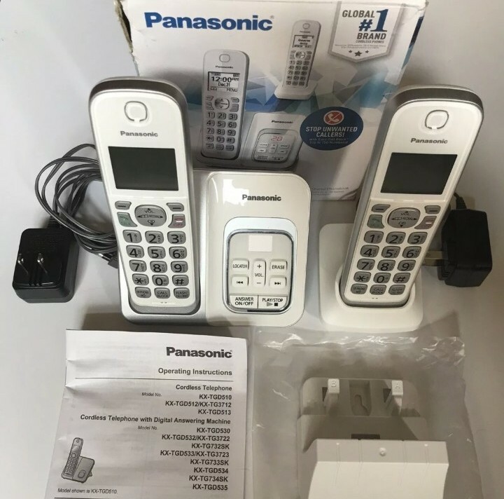 Panasonic KX-TGD532W 2-Handset Cordless Phone Very Good Condition