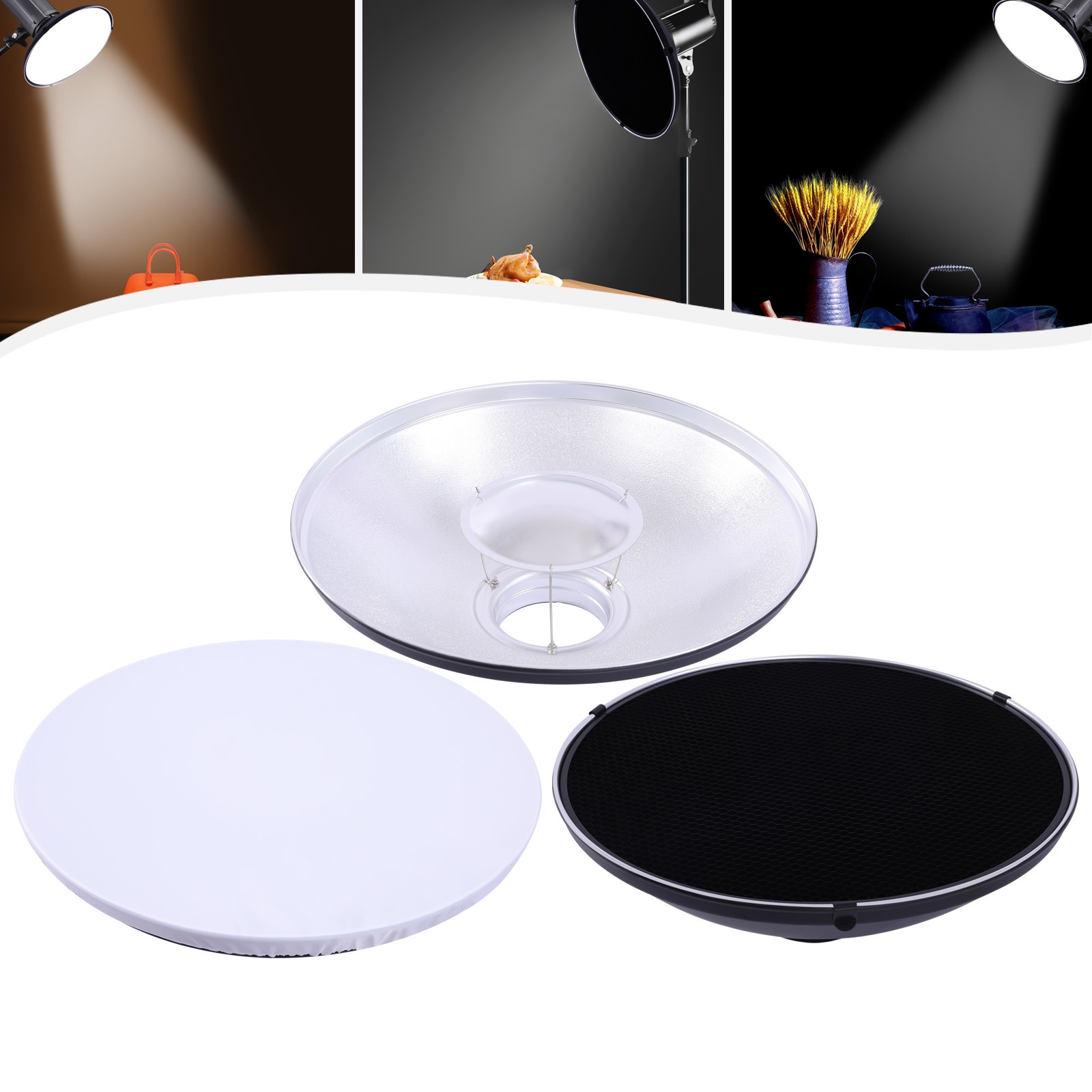 16'' Reflector Beauty Dish w/ Honeycomb Grid for Bowens Mount Studio Flash Light