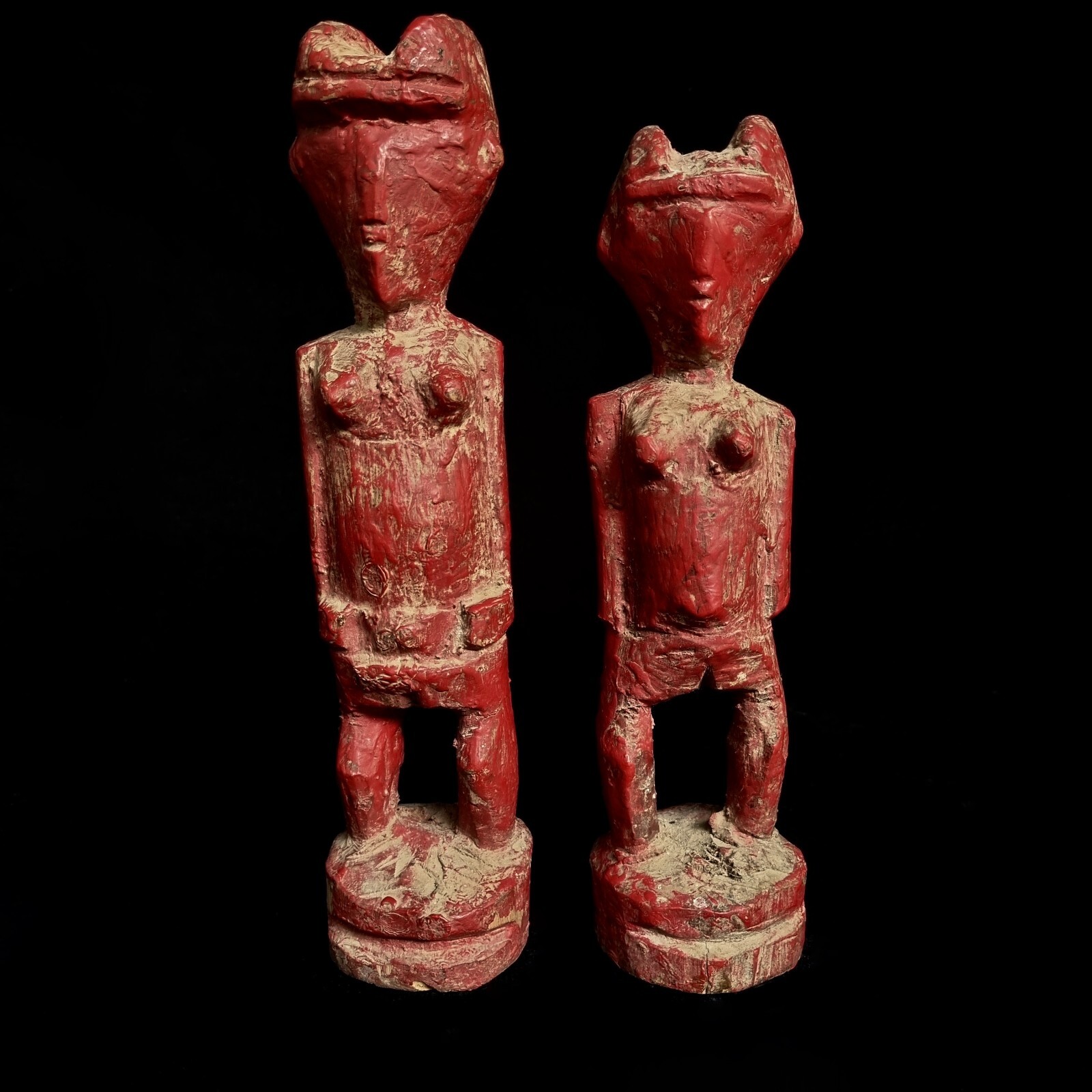 Baule Red Ancestor Figure African Tribal Fetish Wood Sculpture 10.5inch Rare Old