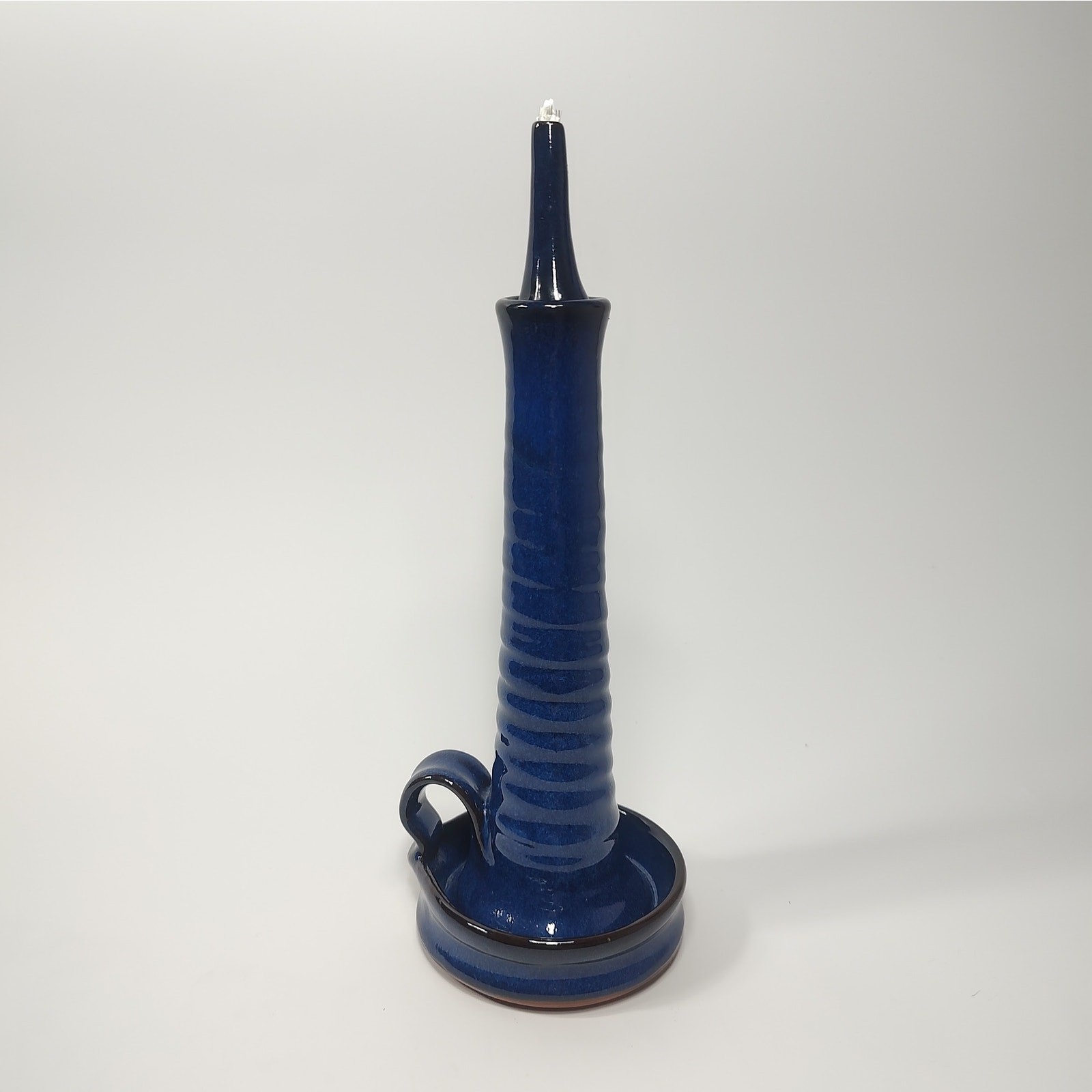 Redstone Pottery Ceramic Candle Oil Lamp Robert Nothhouse Blue Stoneware Lantern