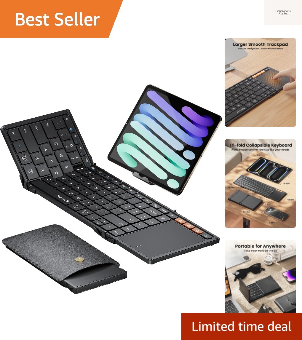 Foldable Keyboard with Touchpad, XK01 TP Folding Portable Keyboard, Full Size...