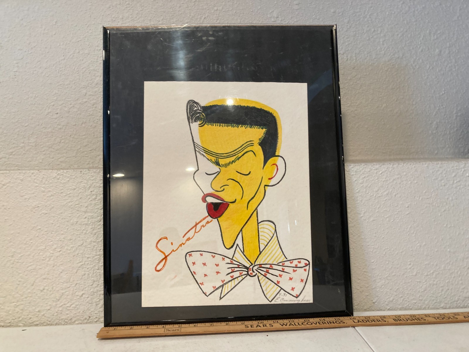 Vintage Frank Sinatra Caricature Pop Art Print - Signed E. Cunningham - 1991
