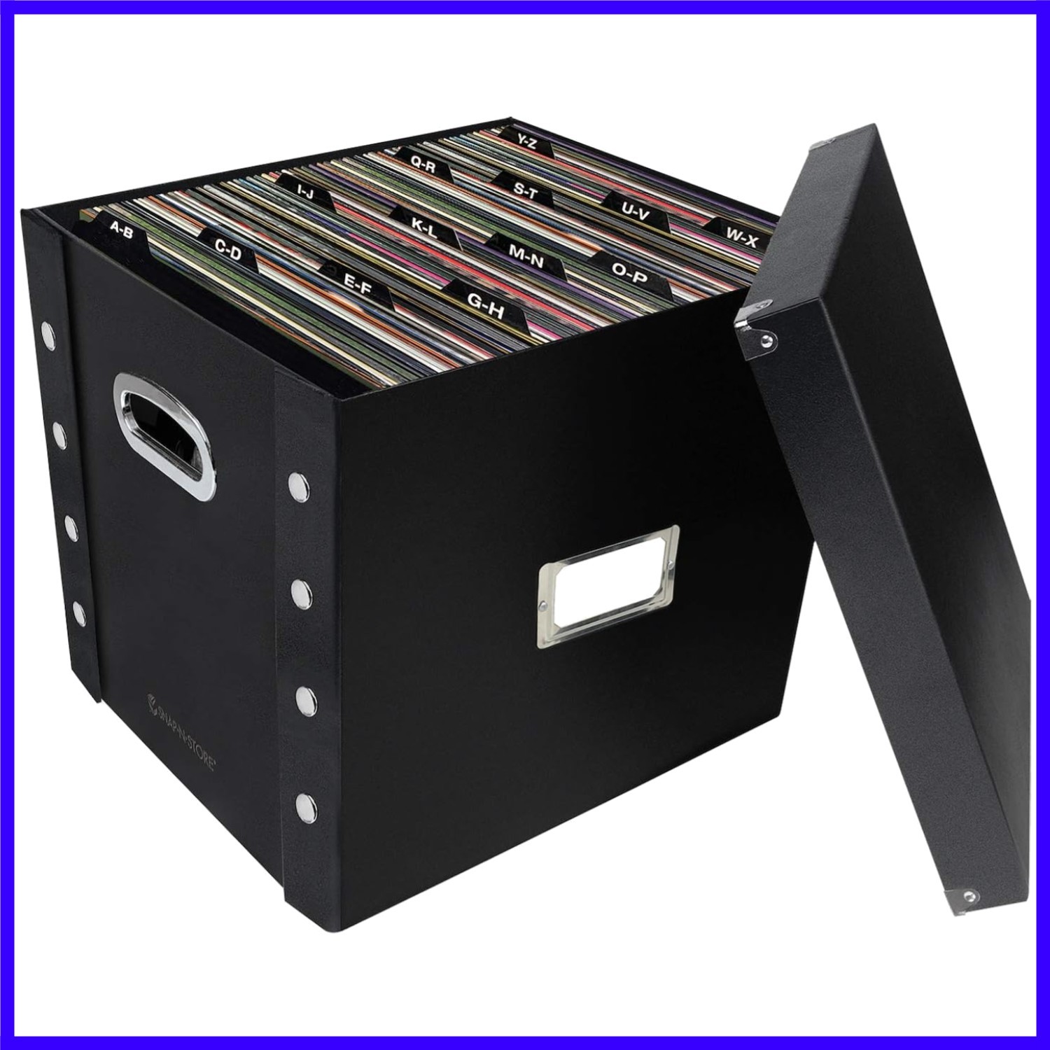 Vinyl Record Storage Box - Pack of 1-13.2 x 12.625 x 12.5 Inch LP Holder with...