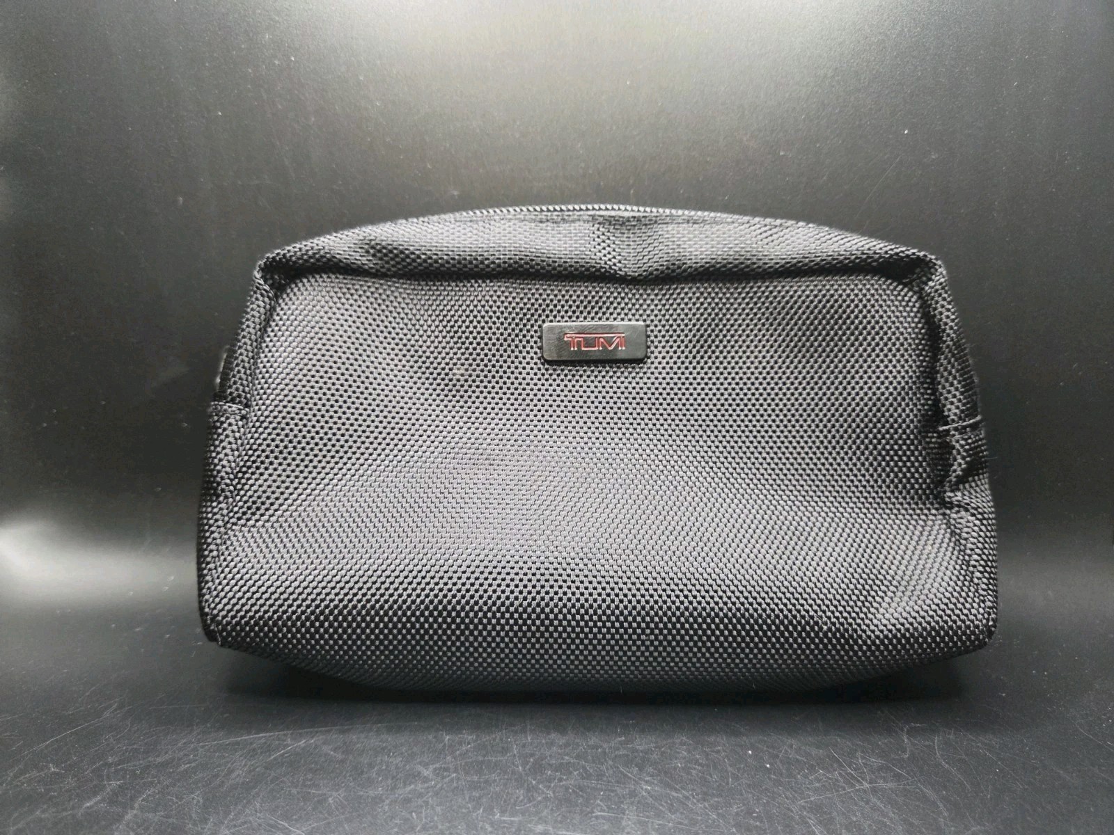 Tumi For Delta Black Mesh Travel Toiletry Bag Zipper Pouch 6.5"