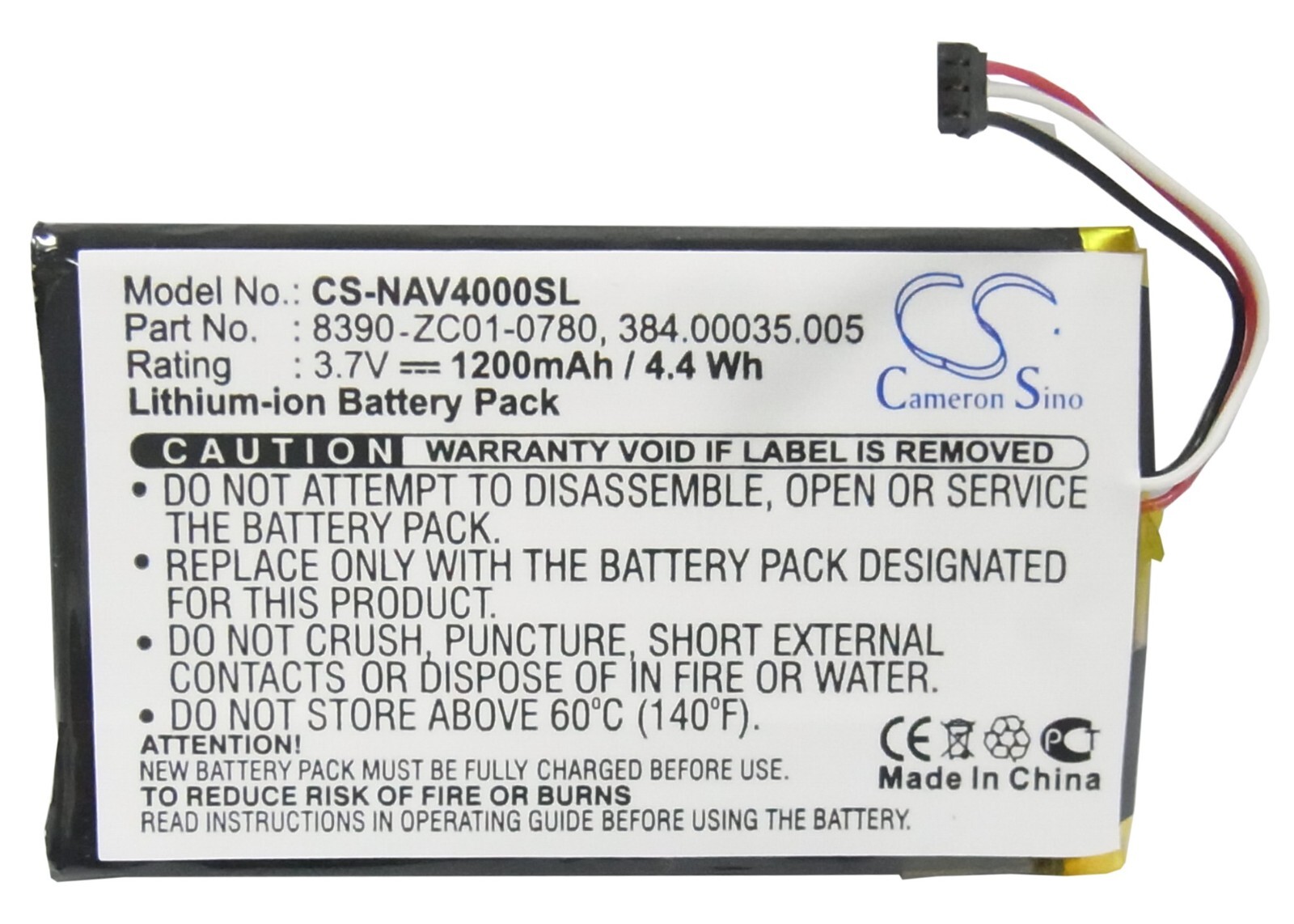 BATTERIE 1200mAh 384.00035.005 8390-ZC01-0780 For Navigon 40 Easy, Plus