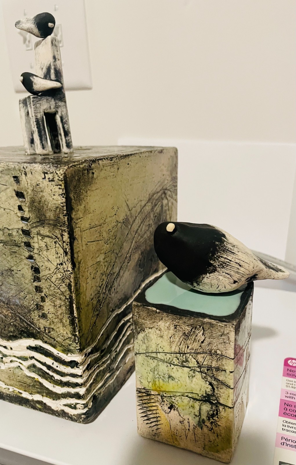 Karen Abel bird and landscape ceramic decor