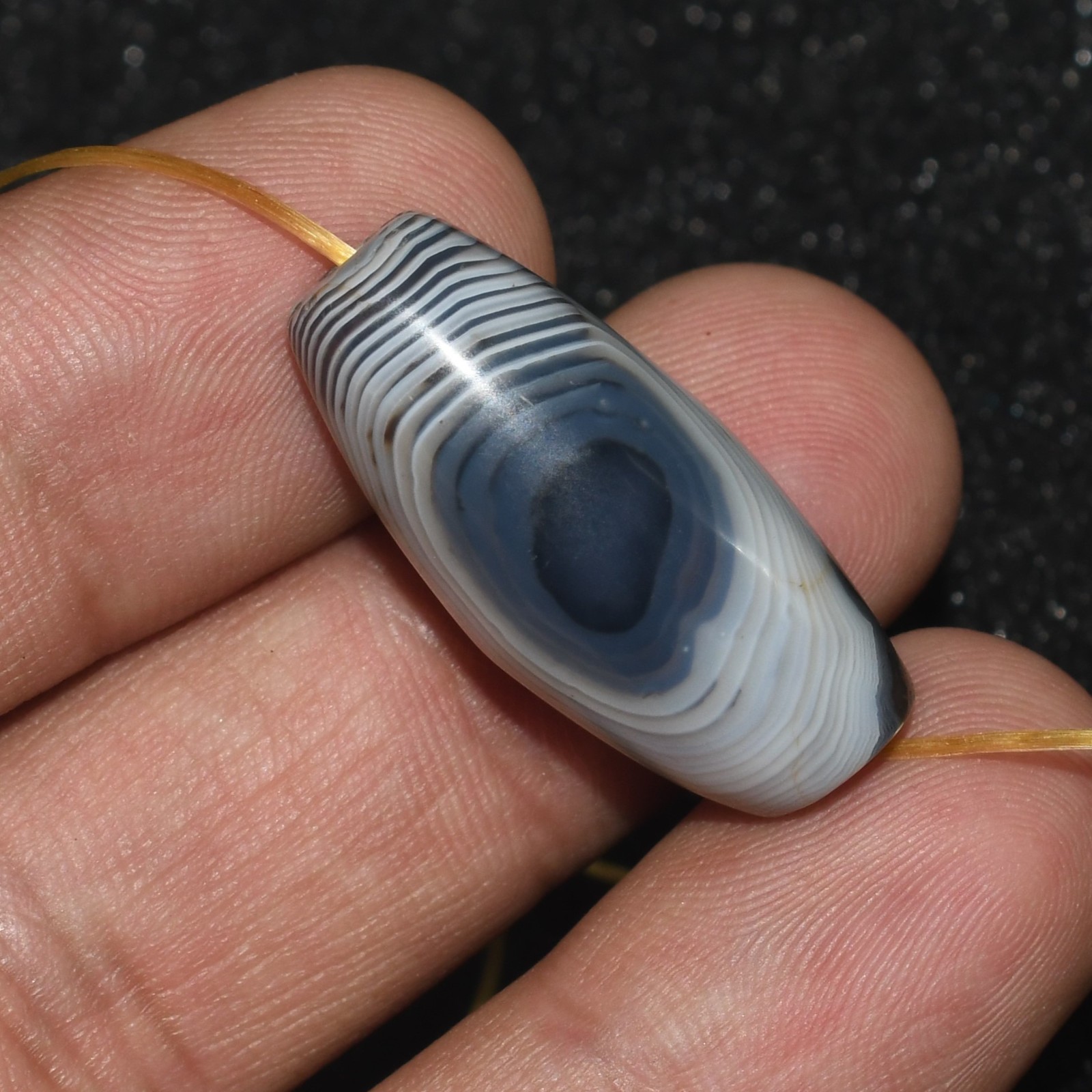 Ancient Central Asian Bactrian Banded Agate Stone Bead with Eye
