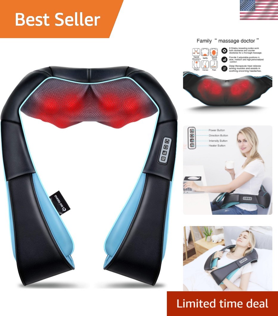 Shiatsu Back Shoulder and Neck Massager with Heat, Electric Deep Tissue 4D Kn...