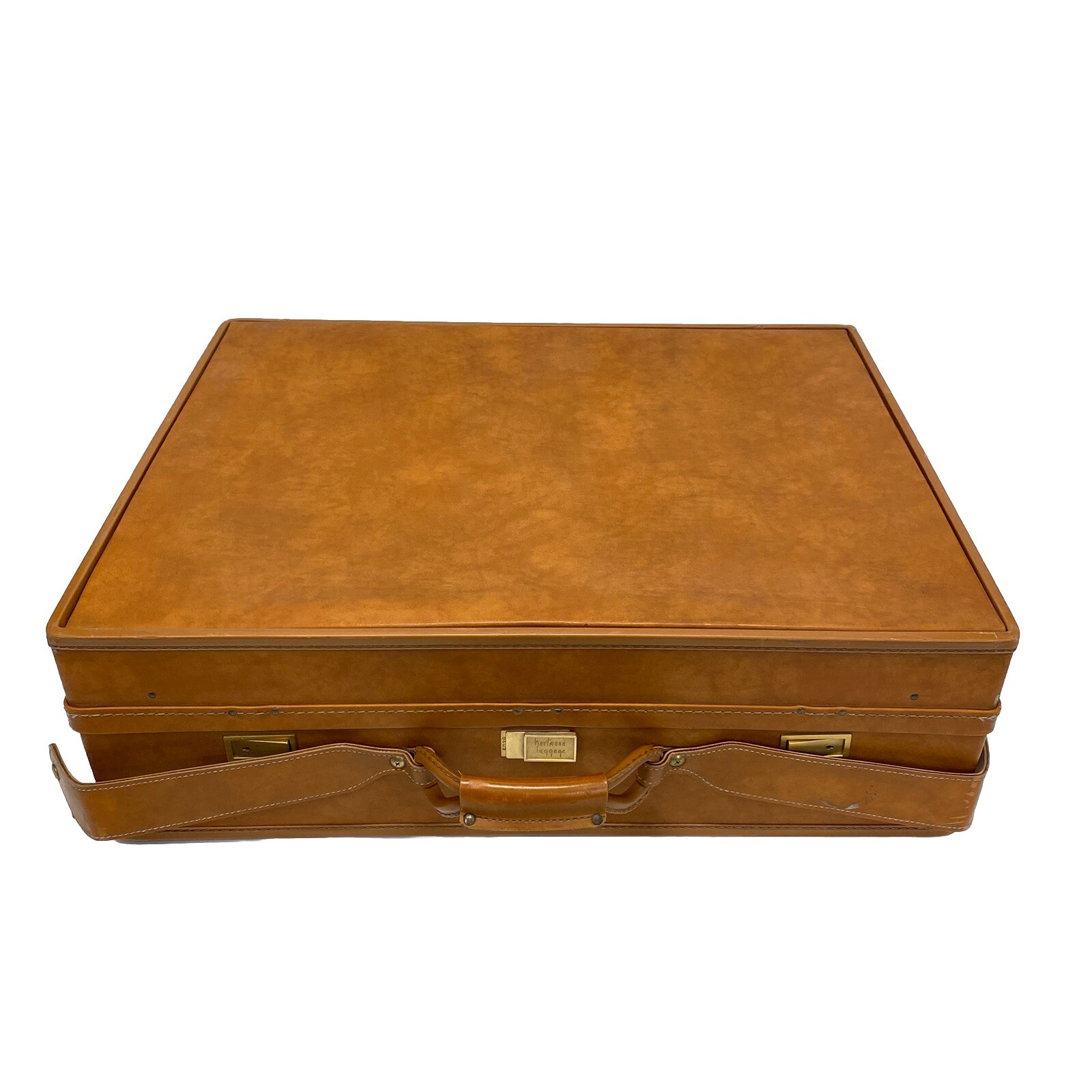 Vintage Hartmann Leather Luggage Large 26" Tan Suitcase Paisley Lining Bag + Key