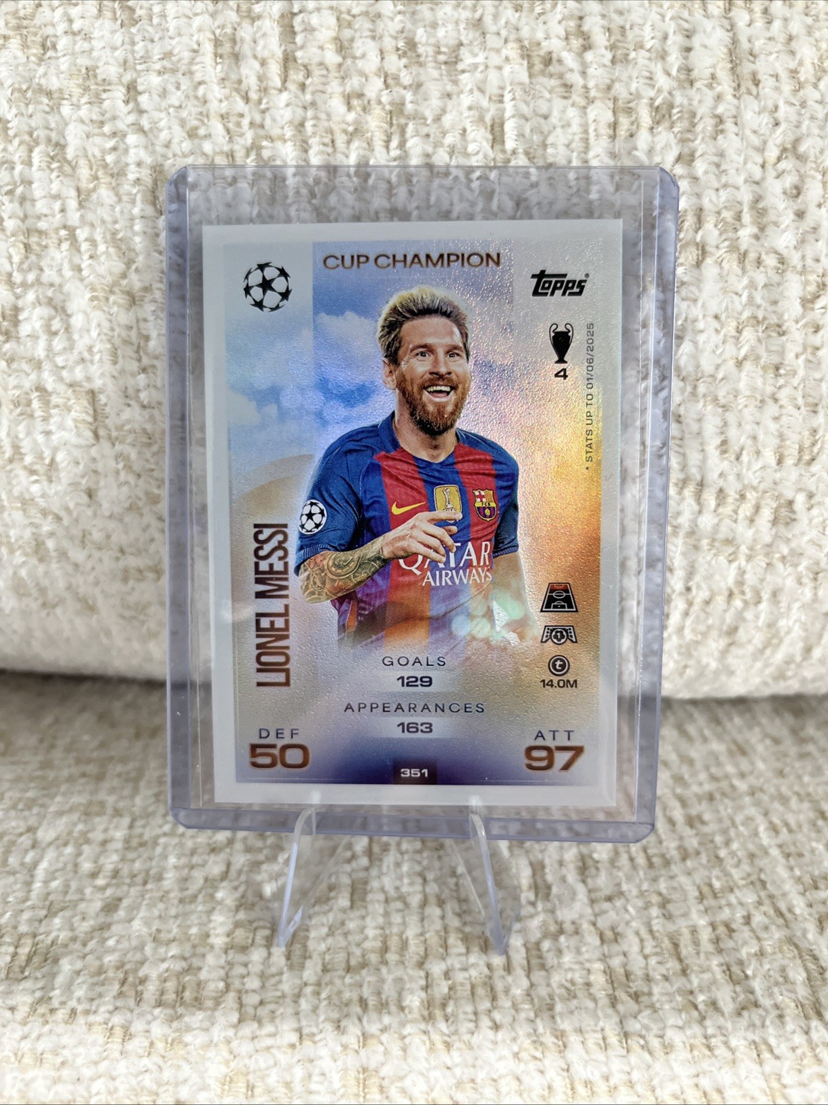 CARTE TOPPS UEFA CHAMPIONS LEAGUE 2025-26 LIONEL MESSI #351 CUP CHAMPION FOIL 