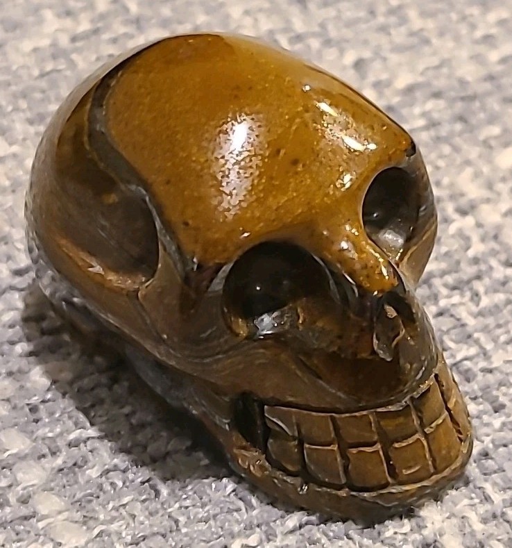 Tiger Eye Carved Skull With Nice Color Variations 