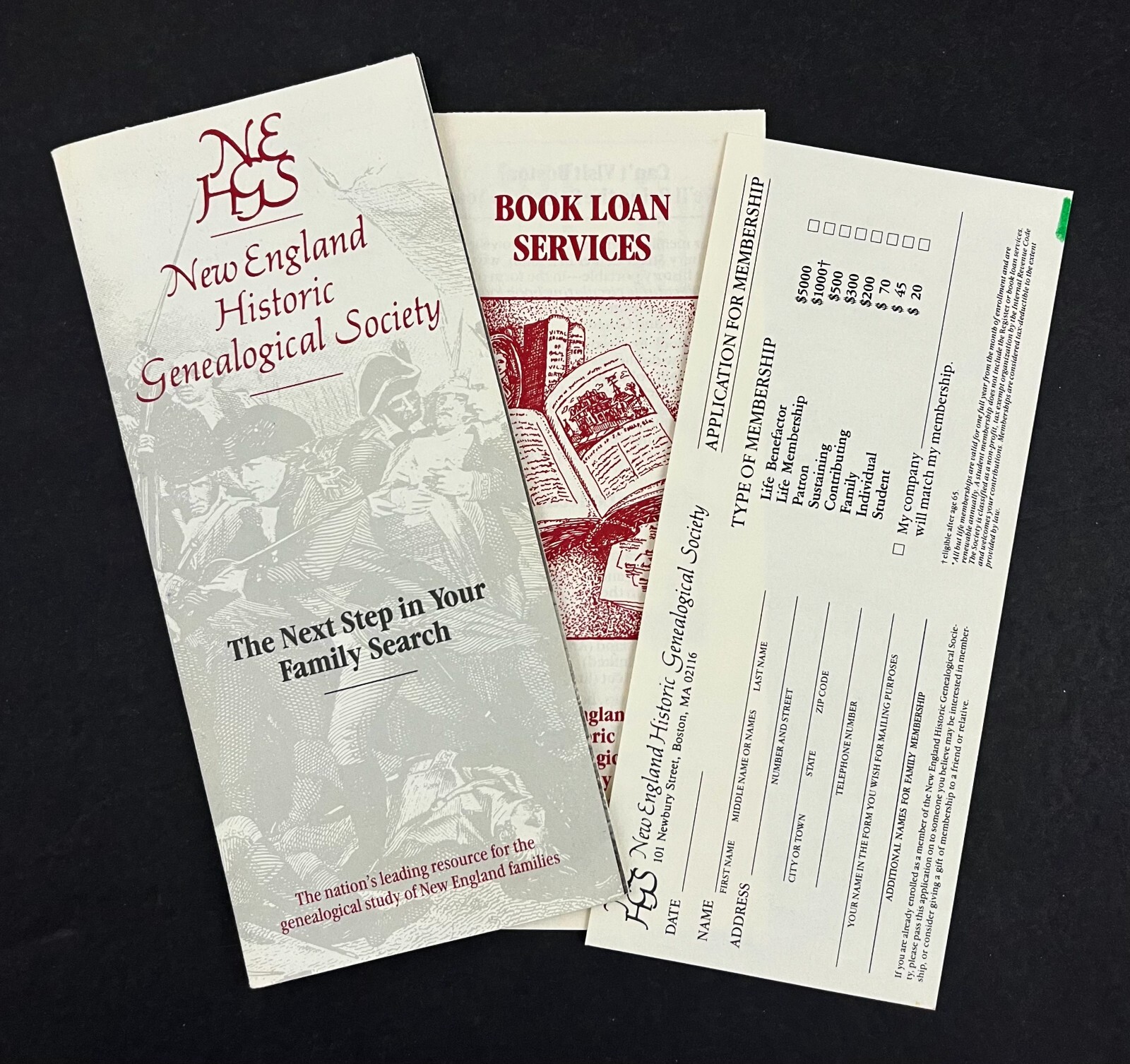 1980s New England Historic Genealogical Society MA Vintage Ephemera Brochure Lot