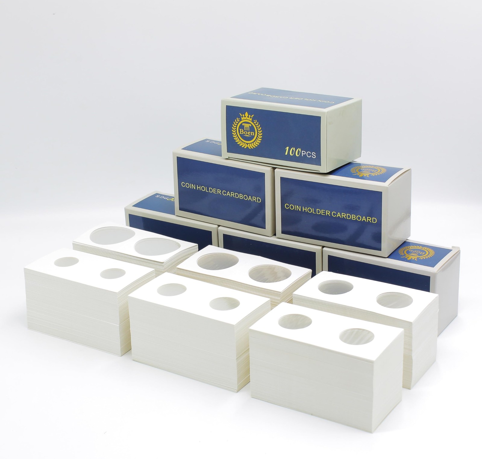 Boen 600PCS Coin Flips in 6 Sizes Cardboard Holders for Colletors 2x2... 