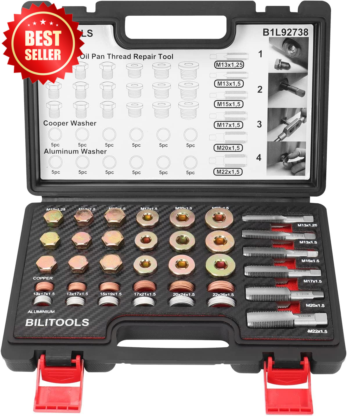 84 PC Oil Pan Drain Plug Thread Repair Kit M13-M22 Metric Rethread Auto US