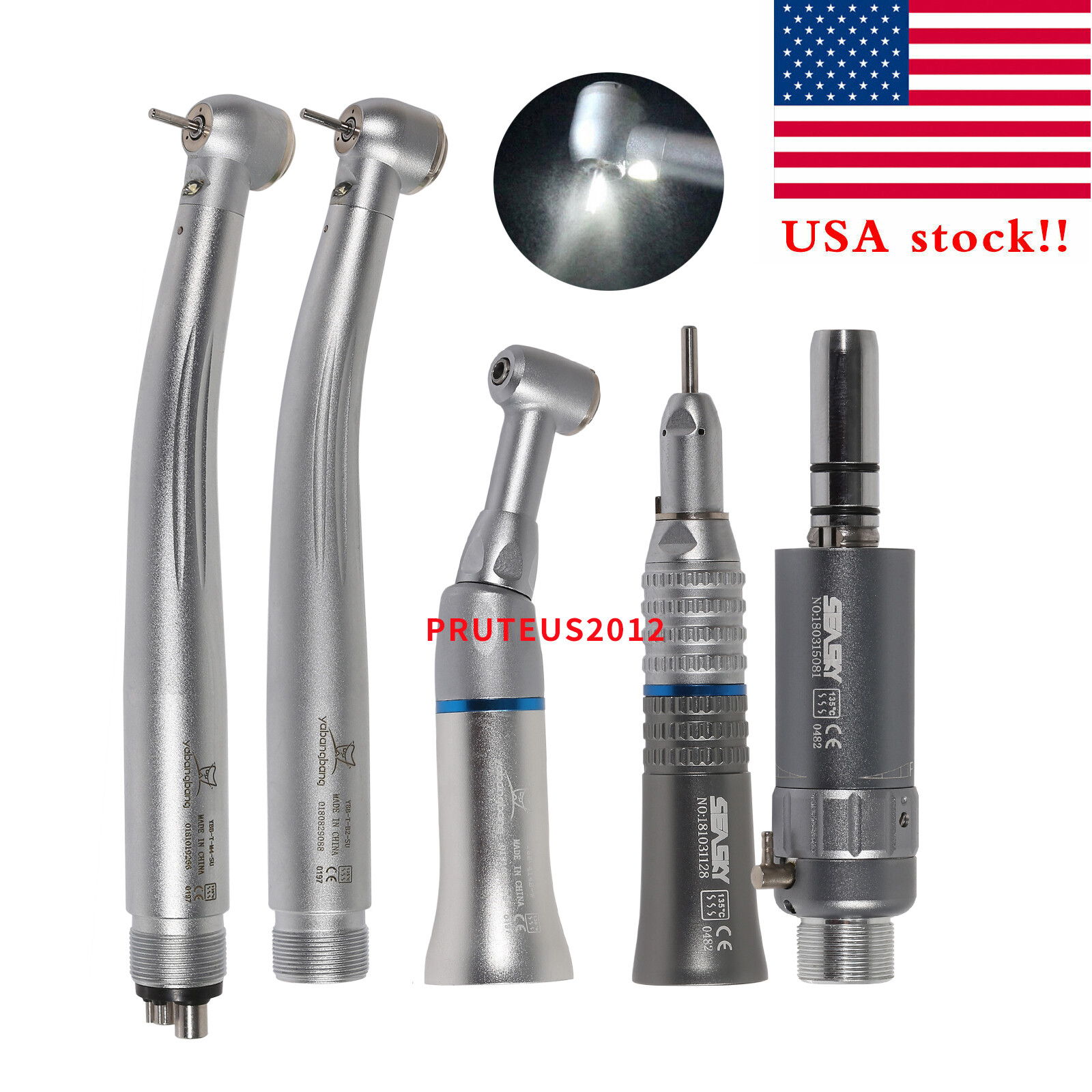 Dental E-generator LED High Speed/Low Speed Handpiece 4/2Hole Turbine kit