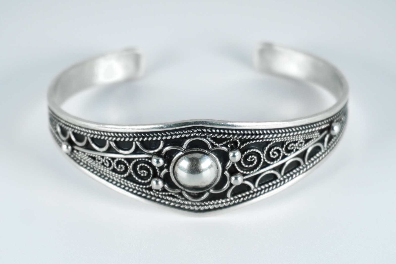 Handmade Sterling Silver Boho Cuff Bracelet 6.5 inch