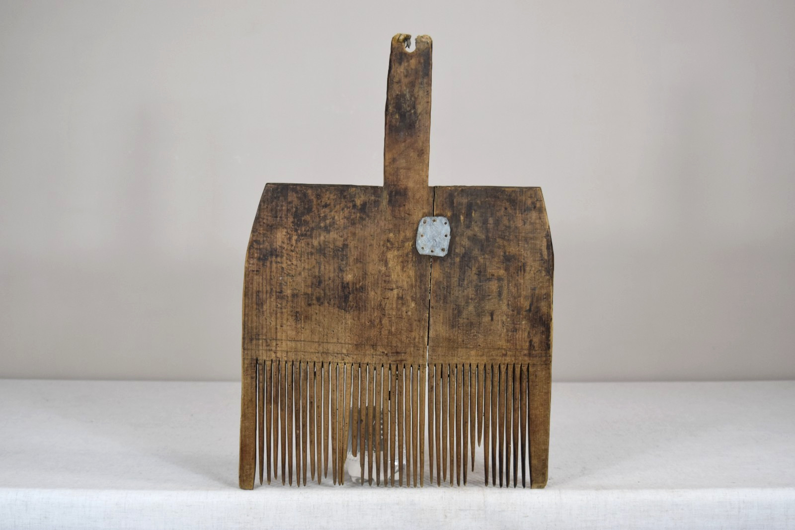 Antique Wooden Wool Comb  Vintage Fiber Processing Tool for Spinners