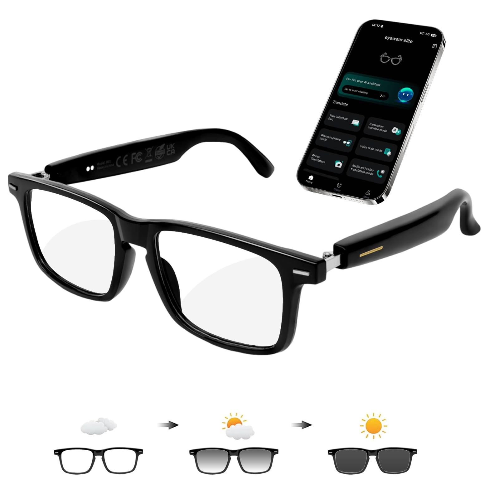 AI Smart Glasses for Men & Women – Powered by ChatGPT, 164+ Languages Transla...