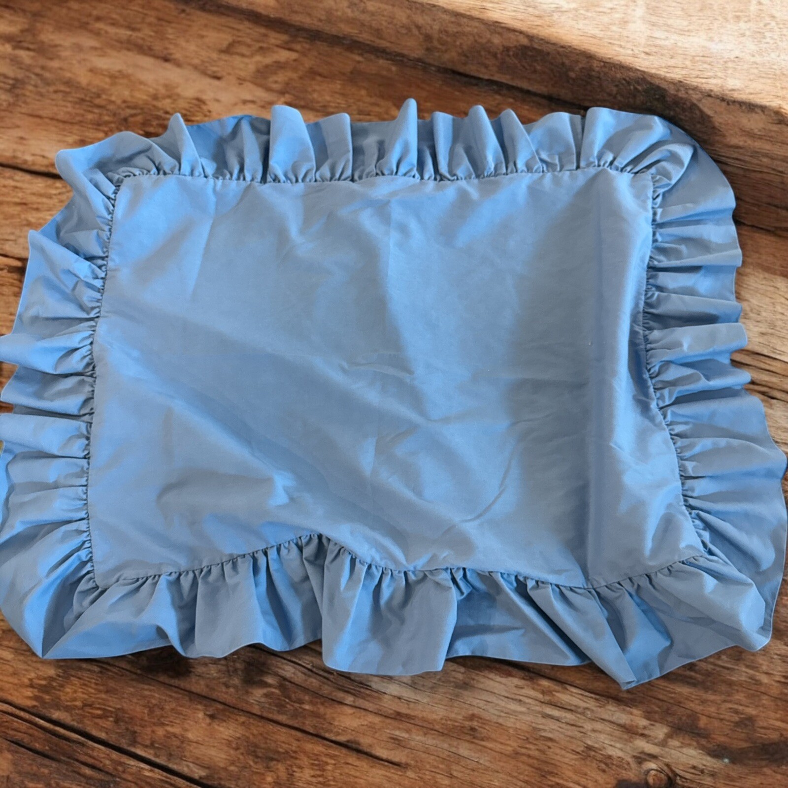 Blue Ruffled Standard Pillow Sham Country Cottage Chic Farmhouse