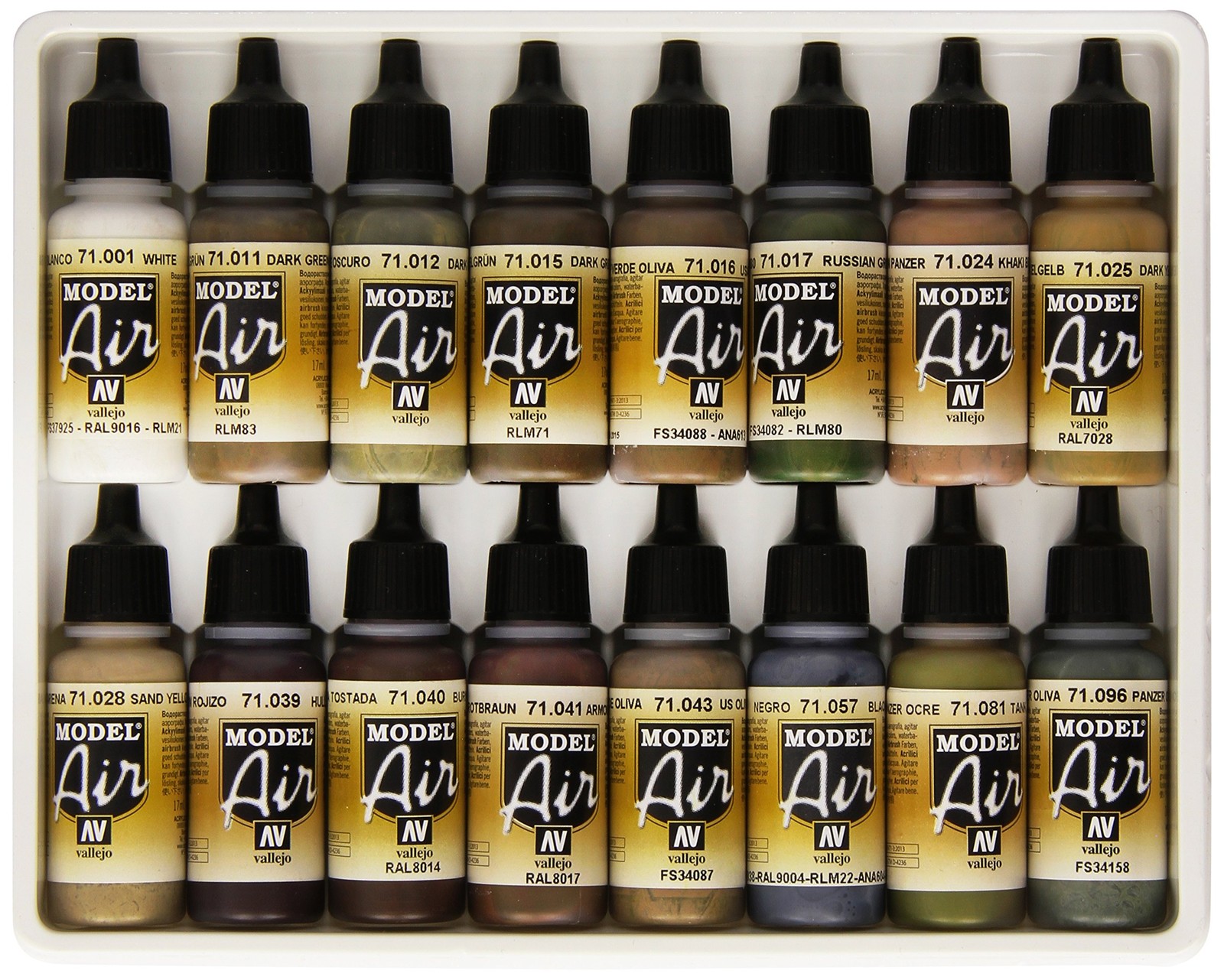 Vallejo WWII German Allied 16 Color Paint Set - Acrylic Model Paint