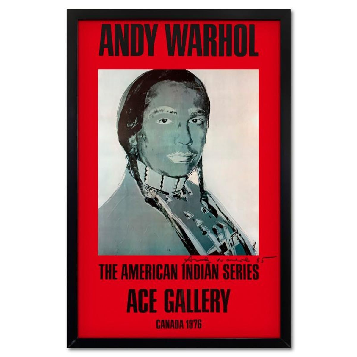 Andy Warhol (1928-1987), "The American Indian Series (Red)" Framed Vintage Poste