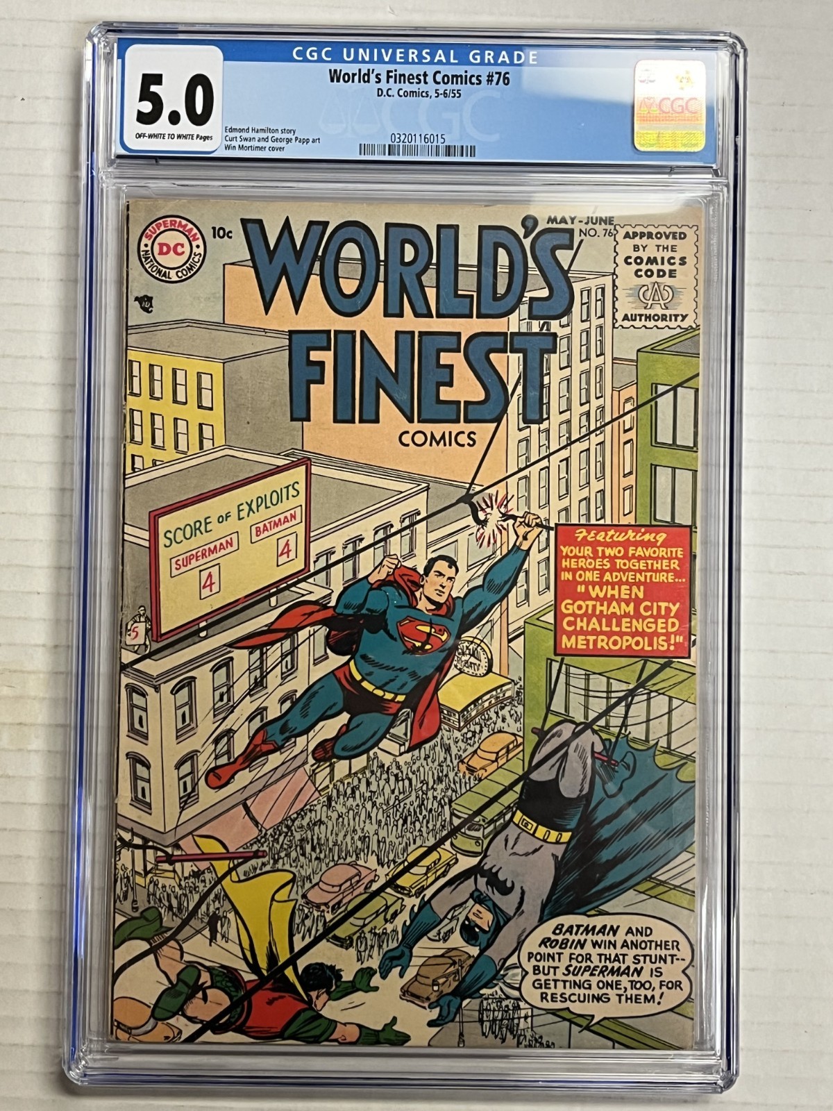 World's Finest Comics #76 (May-Jun, 1955 D.C. Comics) CGC 5.0 - OW to WHITE