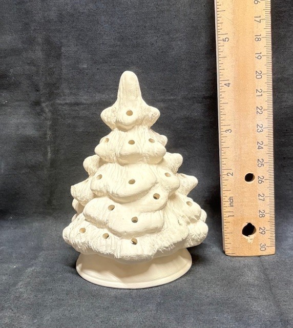 Scioto  Ceramic Bisque Faceted Small Christmas Tree with base Ready to Paint