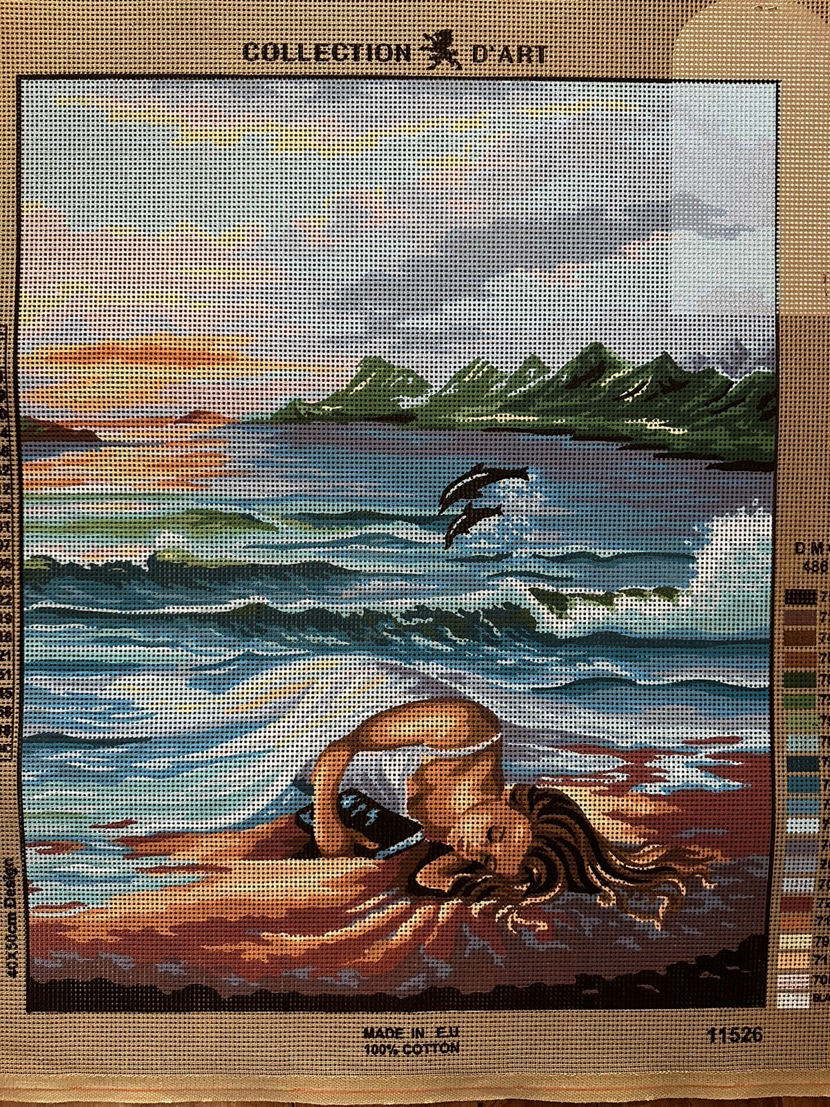 Printed needlepoint Tapestry Gobelin 50x60 Cm Girl On A Beach Canvas Only