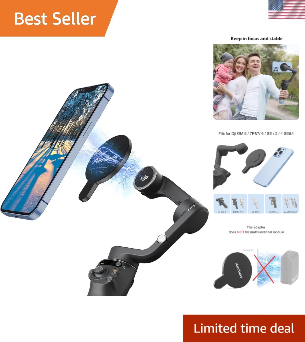 Magnetic Phone Holder for DJI Gimbals - Compatible with MagSafe & More