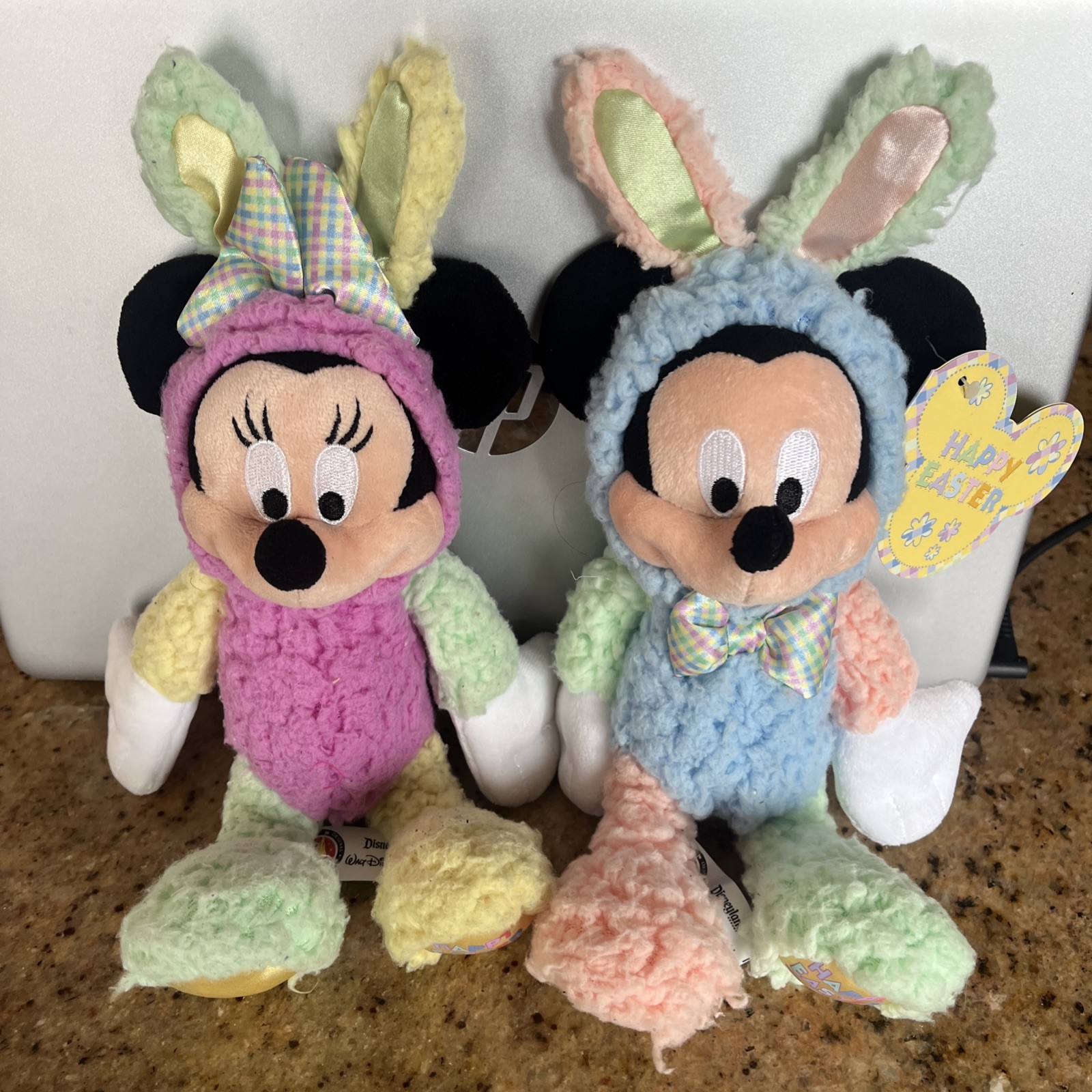 Disney Vintage HAPPY EASTER  2010 Plush Mickey & Mini Mouse
