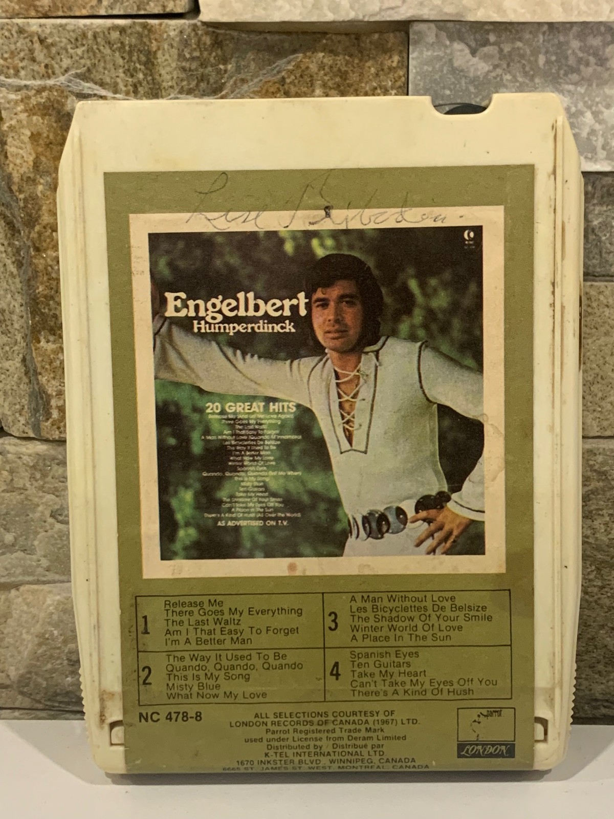 Engelbert Humperdinck 8-Track Cartridge 20 Great Hits K-Tel NC 478-8 Vintage