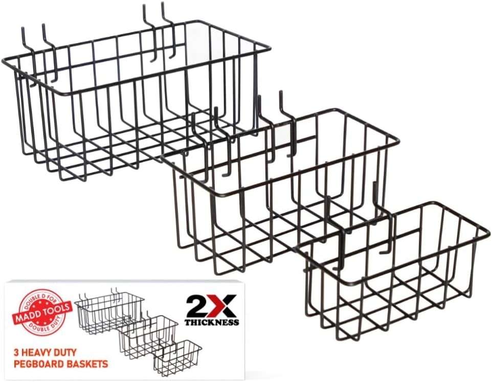Heavy Duty Peg Board Hook Baskets for Pegboard Holes Wire