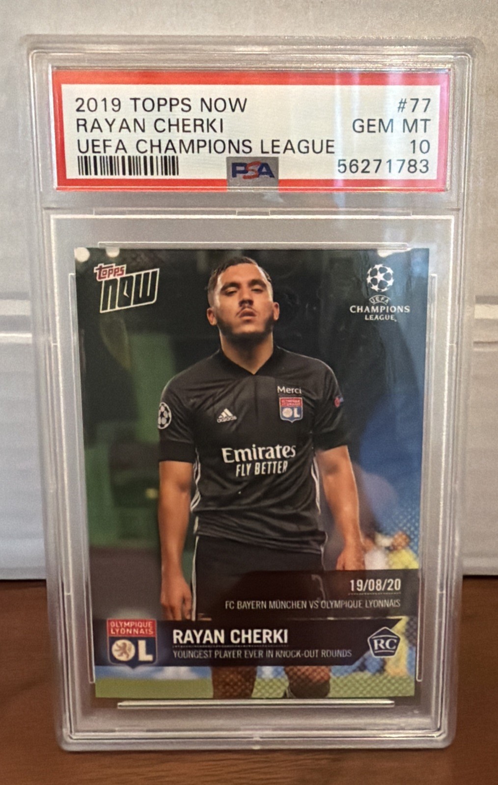 2020 TOPPS NOW UEFA RAYAN CHERKI #77 ROOKIE RC PSA 10  /2942