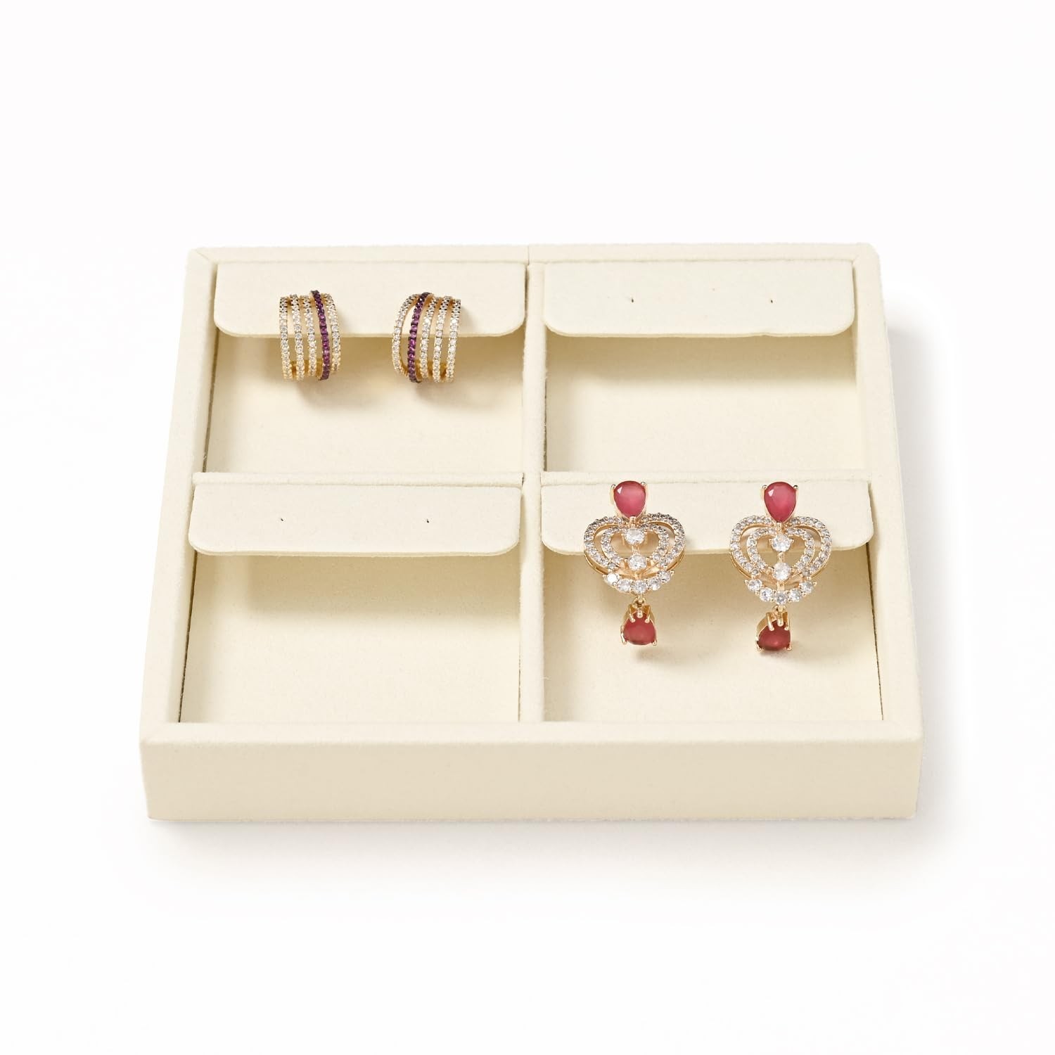 Microfiber 4 Slots Jewelry Earring Display Tray Earring Display Organizer Tra...