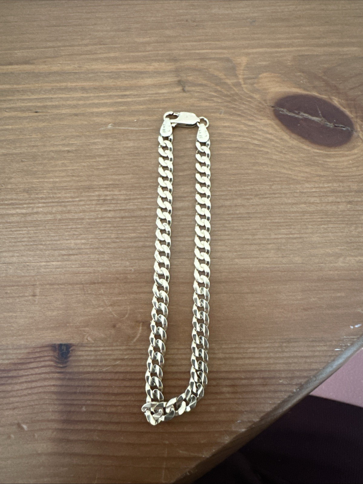 14k Solid Gold Vintage Curb Chain Bracelet Made In Italy 7.75in 6g