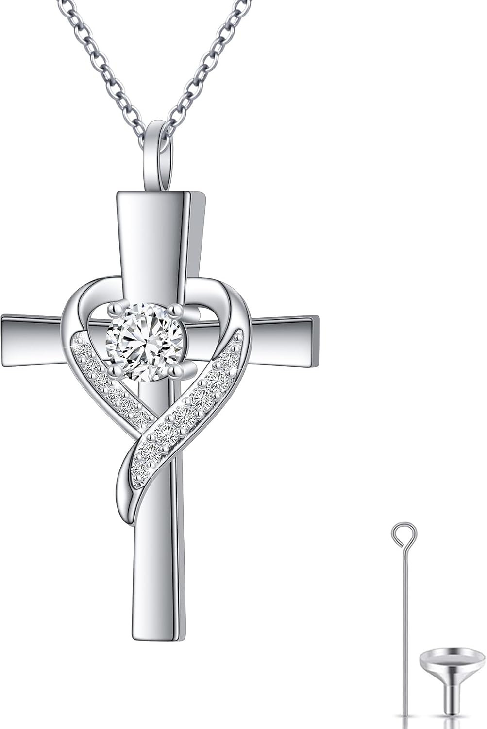 Ashes Necklace Sterling Silver Urn Necklaces for Ashes Cross/Infinity Cremation 