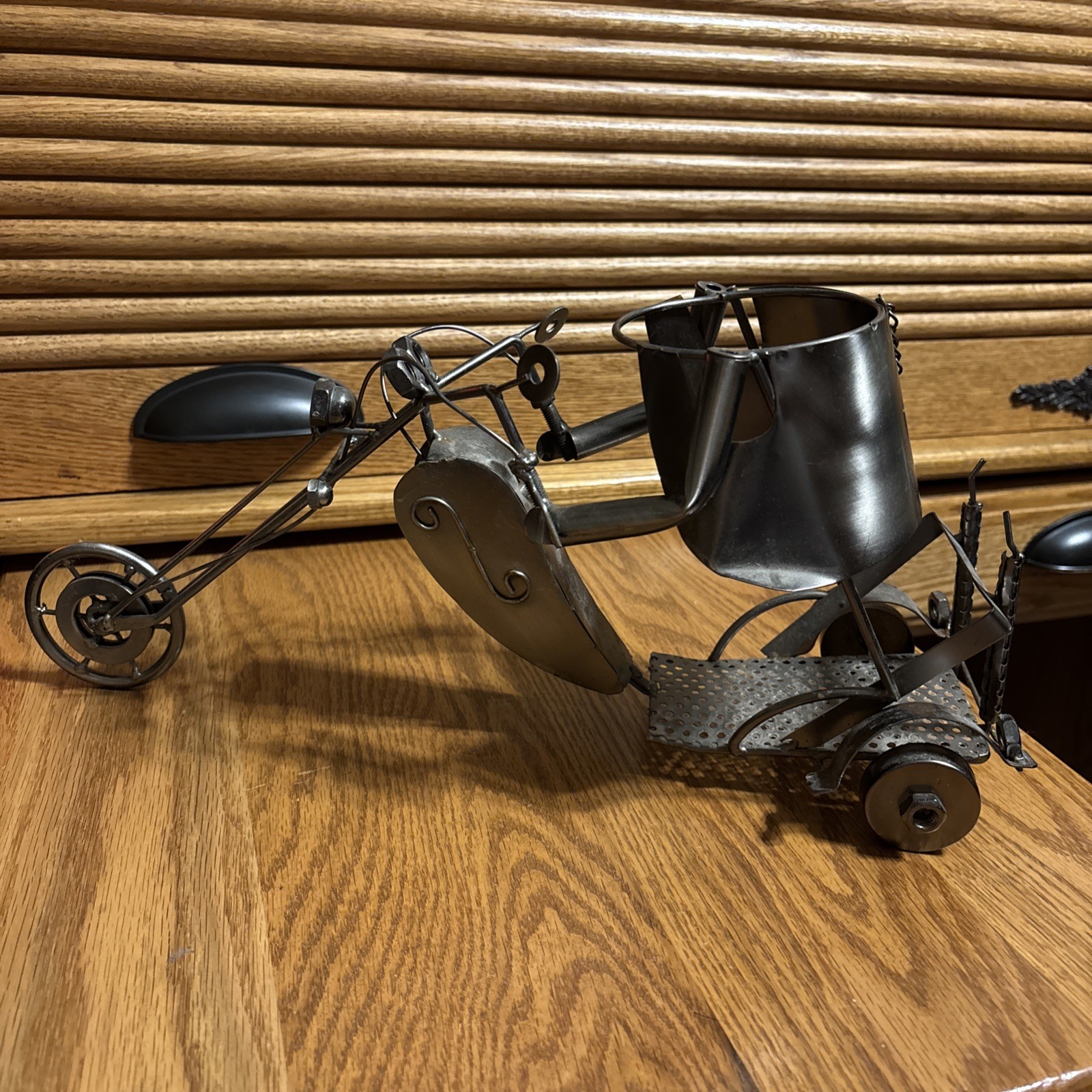 Handmade Welded Metal Sculpture Of A Motorcycle