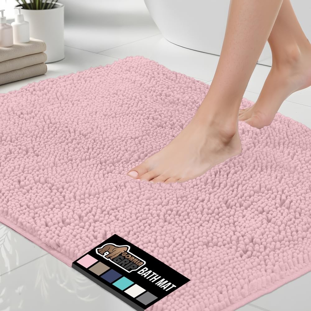 Bath Rug Mat 24 x 17 Thick Soft Absorbent Chenille Rubber Backing Gorilla Grip