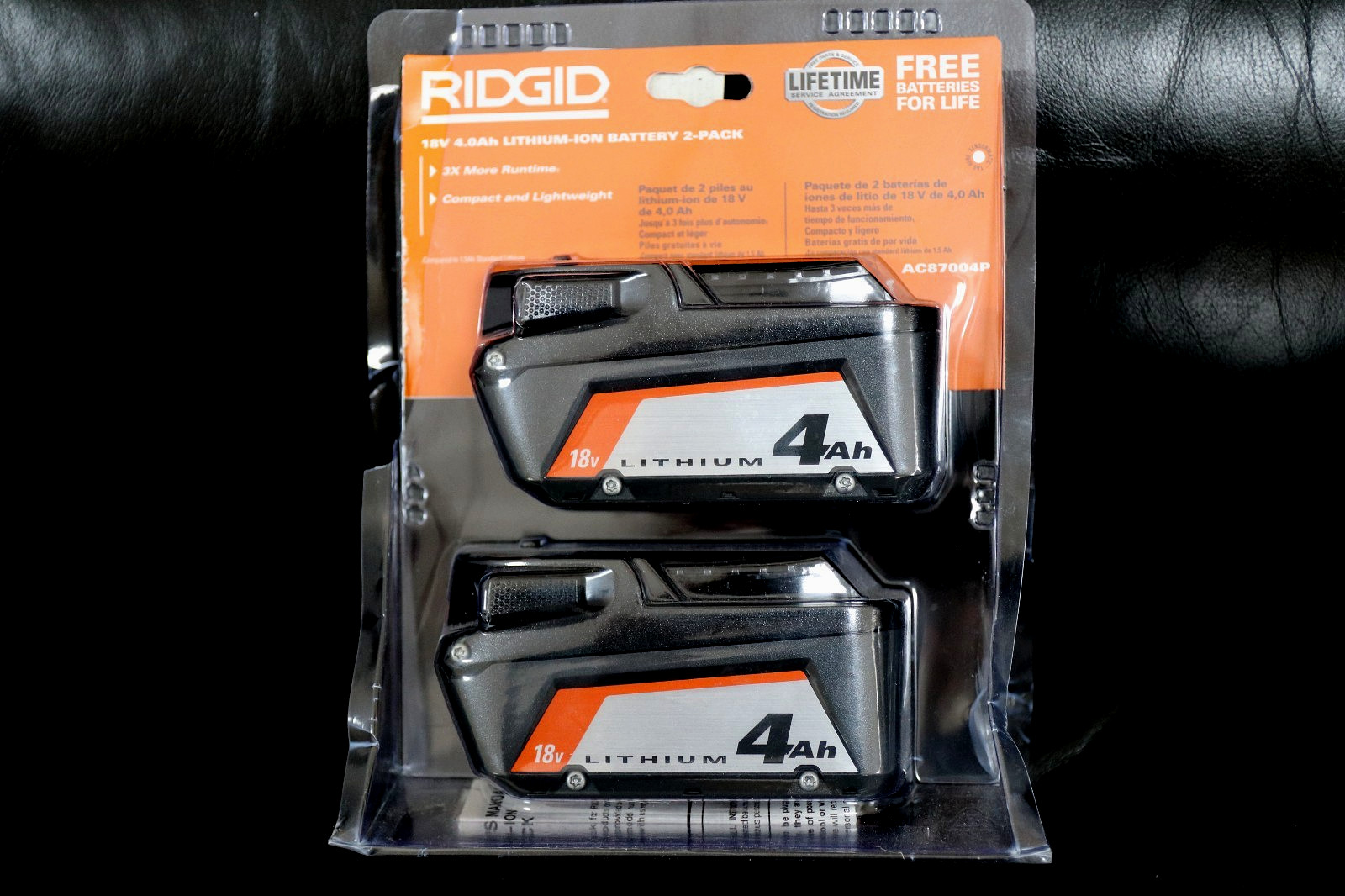 RIDGID AC87004P 18Vv 4.0Ah Li-ion Battery (2-Pack) NEW