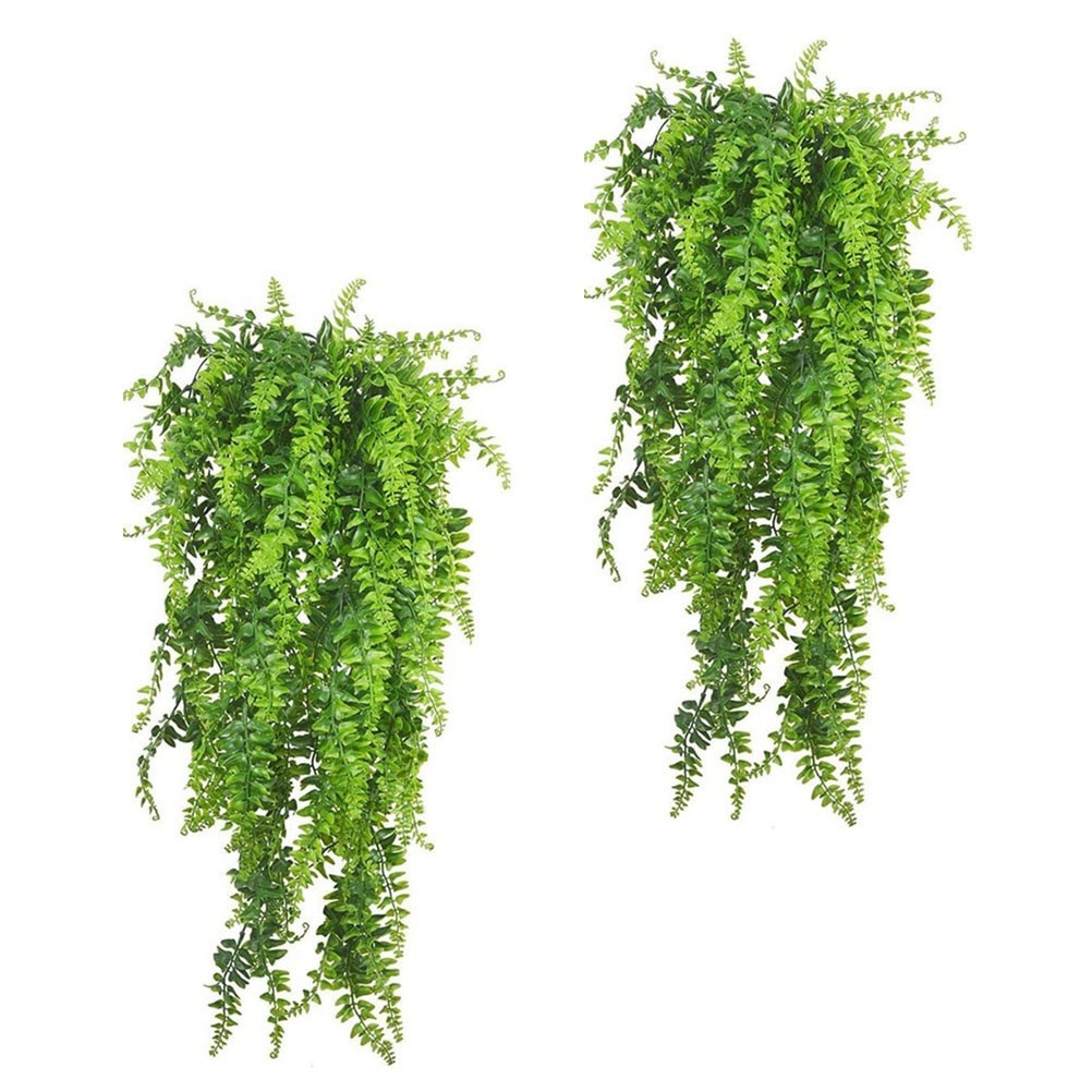  2 Sets Hanging Plants Garden Ornaments Outdoor Artificial Flower Rattan