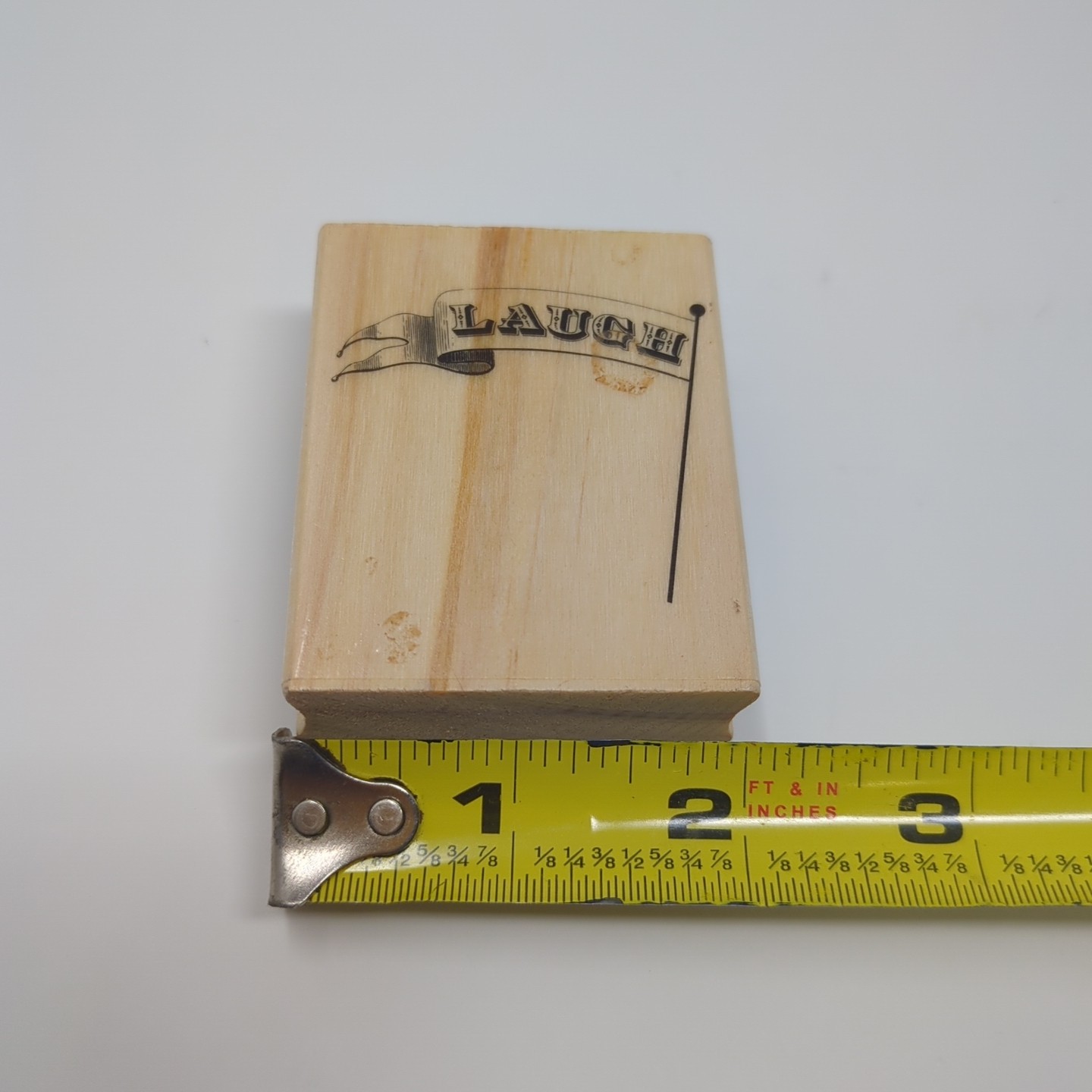 Laugh Banner Flag Words Sentiment Wood Mounted Rubber Stamp