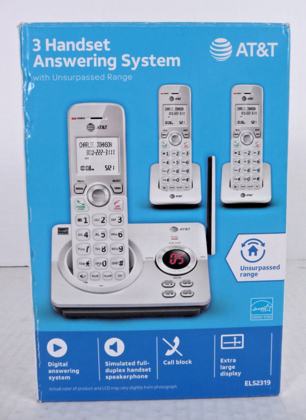 AT&T EL52319 3 Handset Cordless Phone System Answering Machine Caller ID