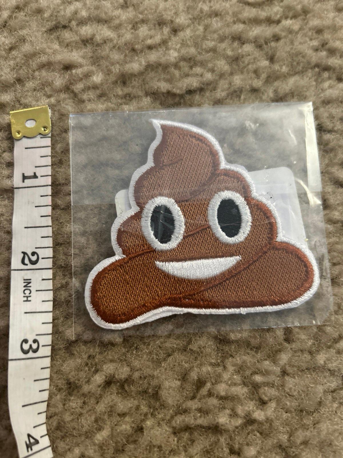 A18 poop emoji small  patch iron on heat new art project fun