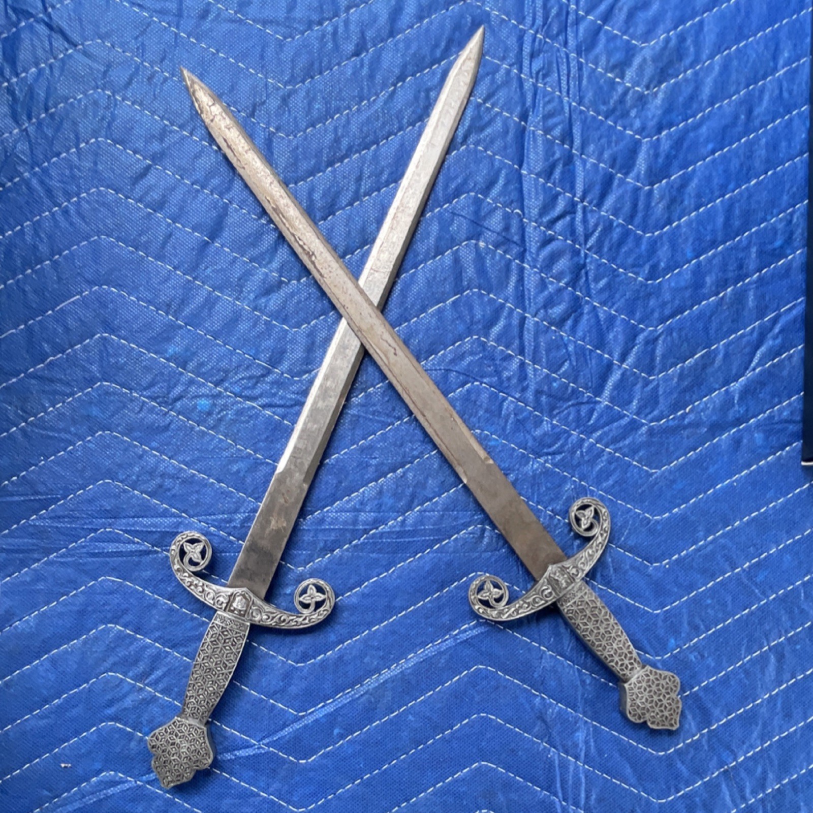 Vintage Knights of Columbus Sword Set With Intricately Carved Handles